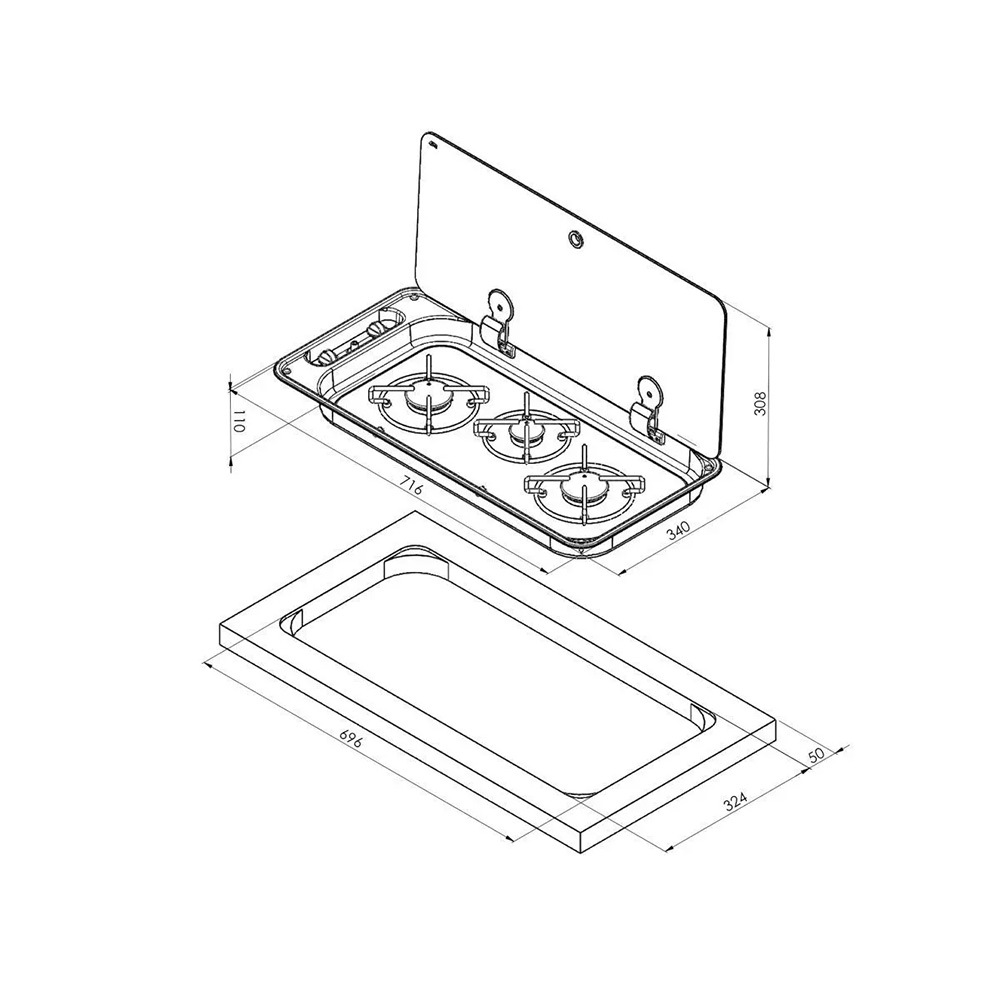 Piano Cottura Can Fc1350 3 Fuochi - immagine 2