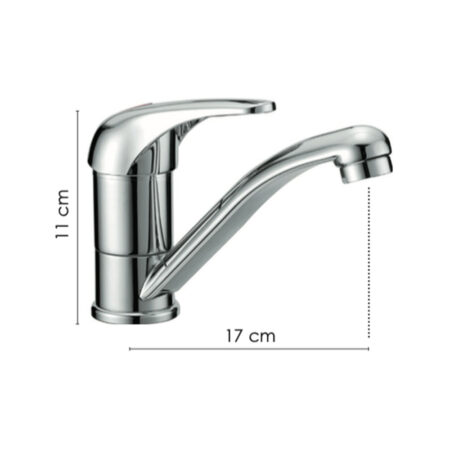 Miscelatore Lavabo Komplast Canna 170 Mm Girevole Con Attacchi Rapidi
