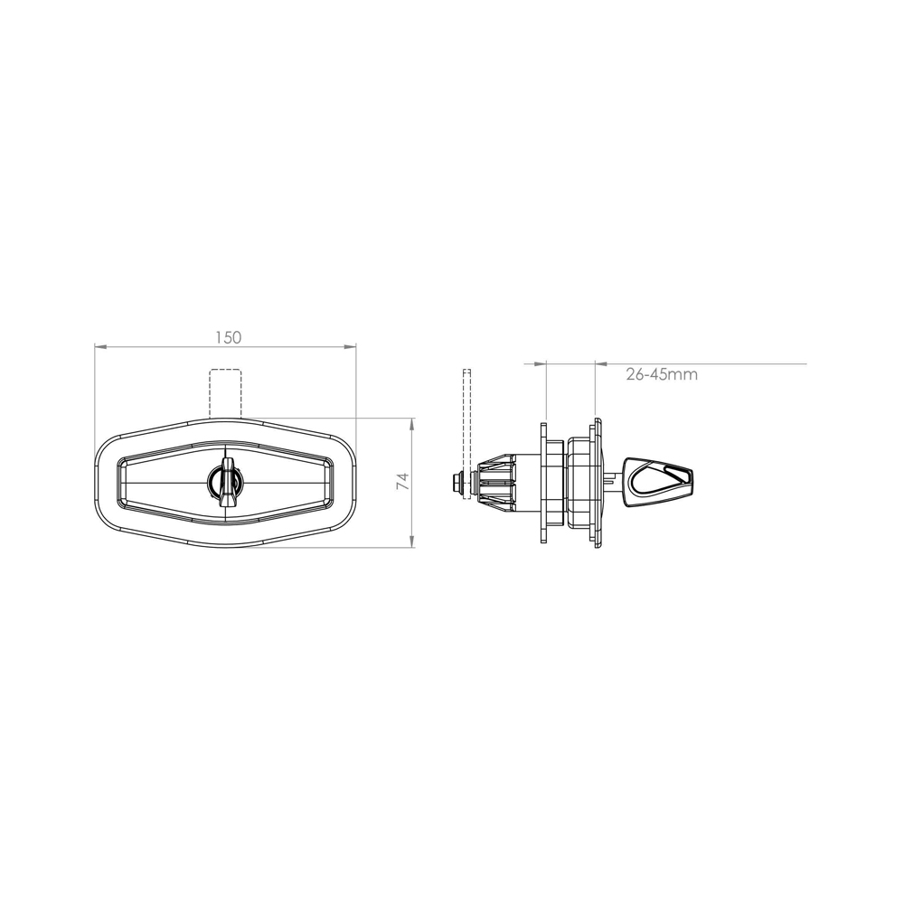Serratura Portellone Salino Bianca Per Rotori Zadi/Sts 150 X 70 Mm - immagine 3