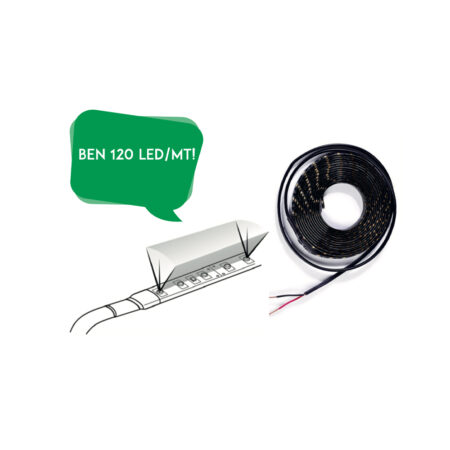 Strisce A Led 12 Volt, Ip65, 120 Led/Mt, Luce Bianco Caldo