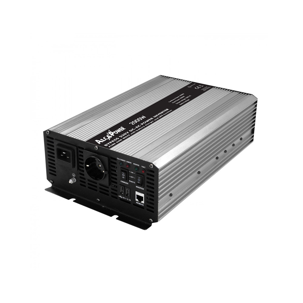 Inverter Onda Sinusoidale Pura 12 Volt 2000W Con Funzione By-Pass/Ups E Caricabatterie