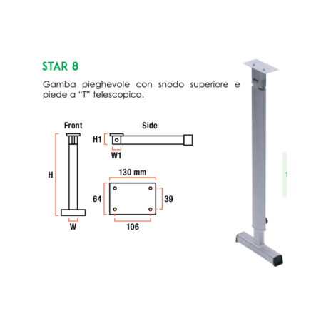 Gamba Snod. Telesc. Con Piede 720 Mm. Grig